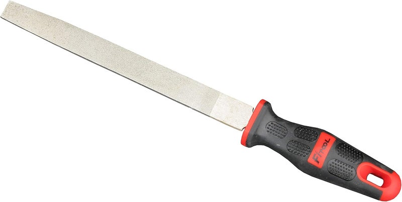 FITOOL 8-Inch Diamond Coated Flat File, Medium #150 Grit, for Glass, Tile, Ceramic and Stone, Granite, Marble, Concrete, Big Comfort Massage Handle Grip, Total Length 12.4-Inches, Glass Ceramic Tile File - Image 1